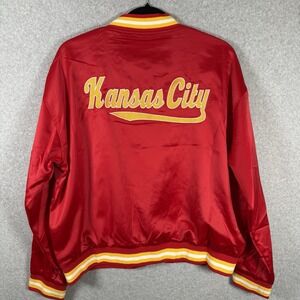 Love letter kansas city jacket womens large satin chiefs yellow red bomber